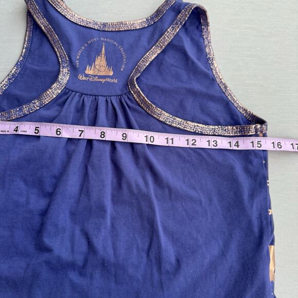 Walt Disney World 50th Anniversary Tank Top Girl L 10/12 Gold Foil Mickey - Picture 6 of 7